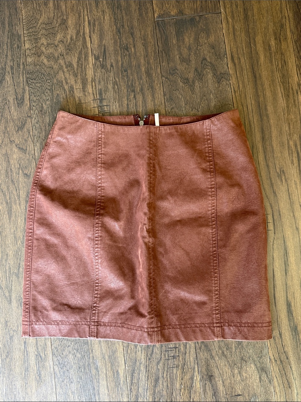 Free People Brown Faux Leather Skirt 4